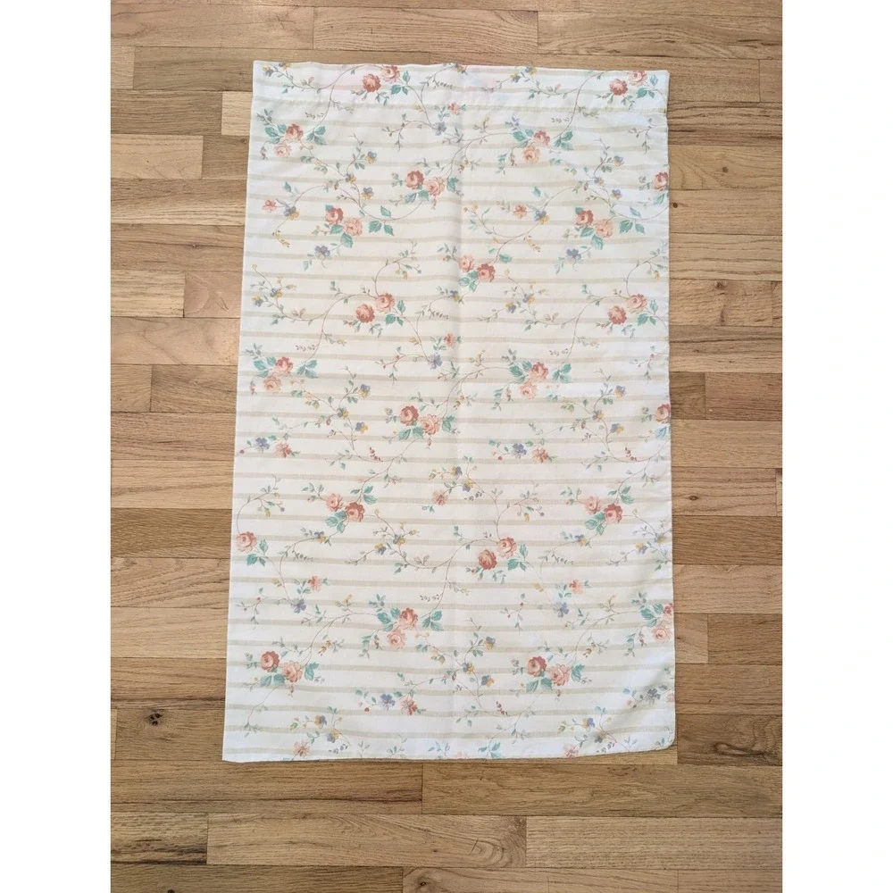 Vintage JC Penny Standard Pillow Case Cottage Shabby White Floral Made In USA
